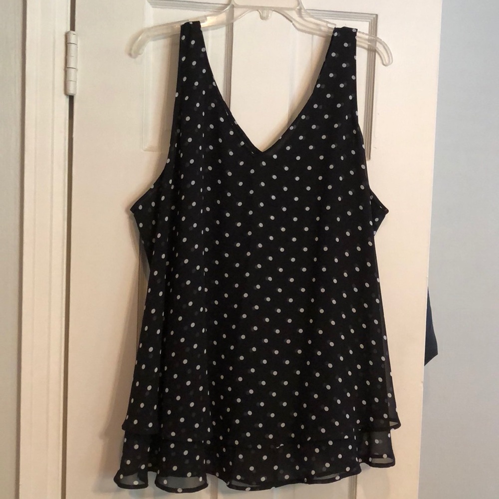 Lane Bryant Polka Dot Chiffon Top